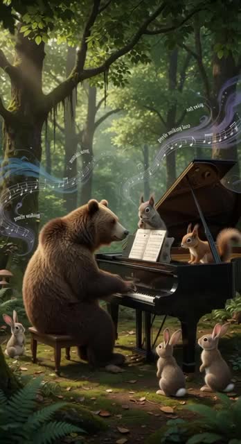  Gentlest Soul at the Piano🎹🐻🐿️🐰
 #piano #forest 